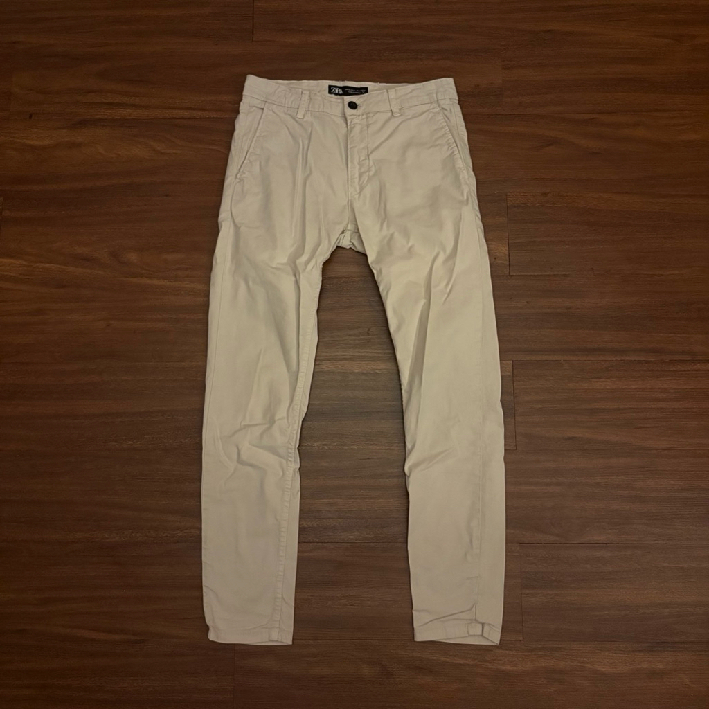 Zara Cream Chino Pants Slim Fit Second Preloved