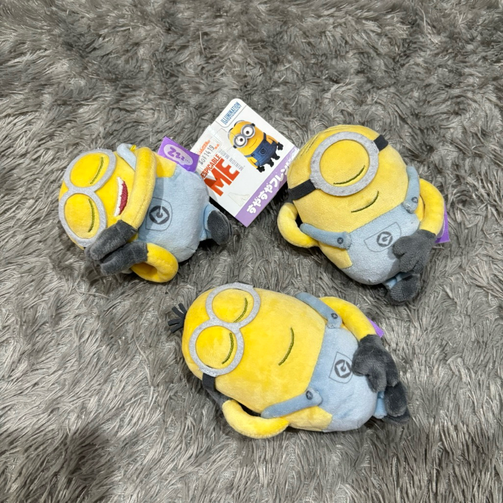 Boneka Gantungan Kunci Minions Illumination Tarts Original Sleep Tidur Unik Bob Kevin Stuart paket