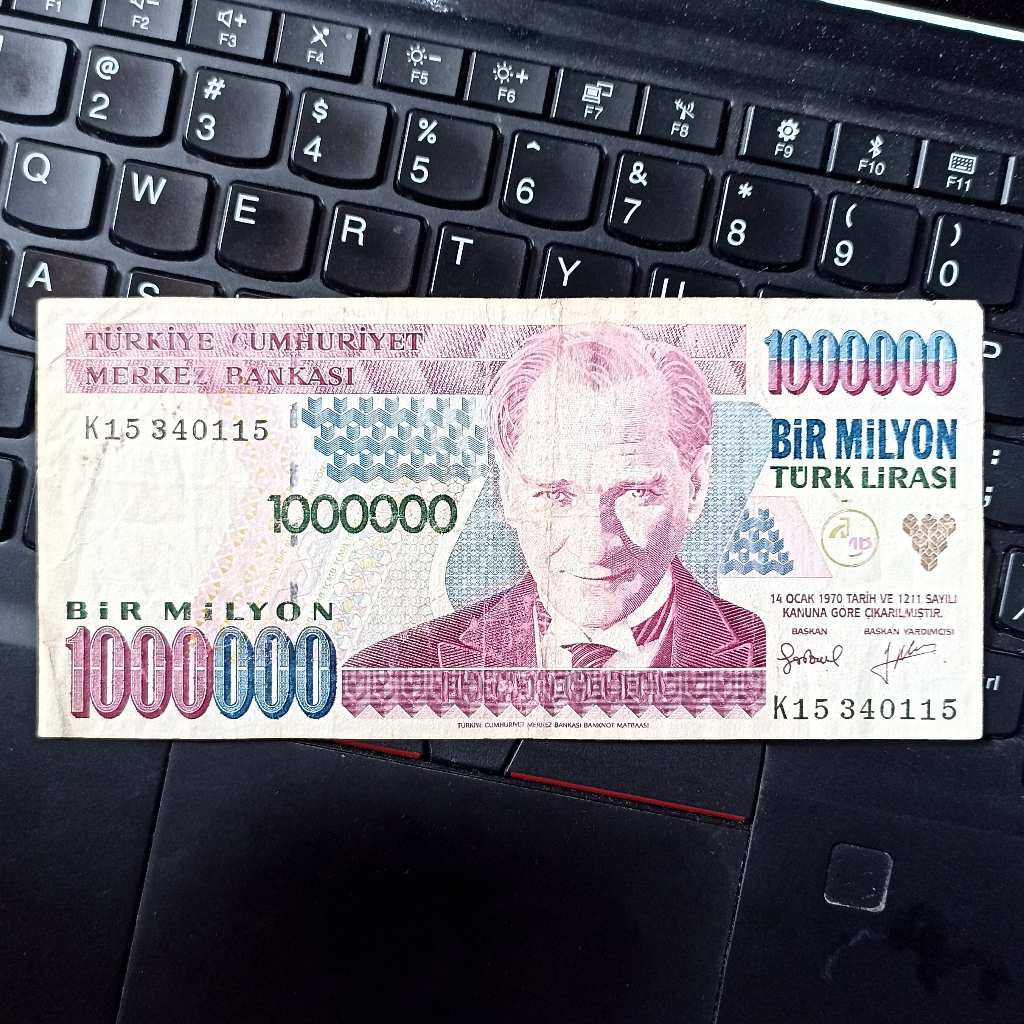 Uang Kuno Turki 1000000 Turk Lirasi