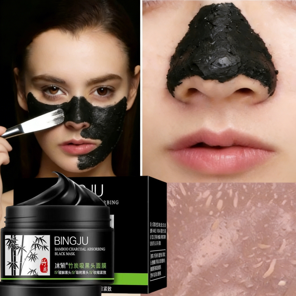 Masker komedo dan pori pori wajah Bamboo Charcoal Mask 120g masker penghilang komedo yang ampuh  mas