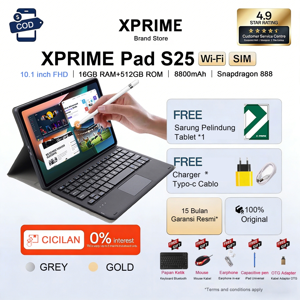 [COD] Free Keyboard Mouse Ready Stock X-prime 2025 Tablet Murah  5G Baru Pad PI3-S25 10.1 inch 16GB+