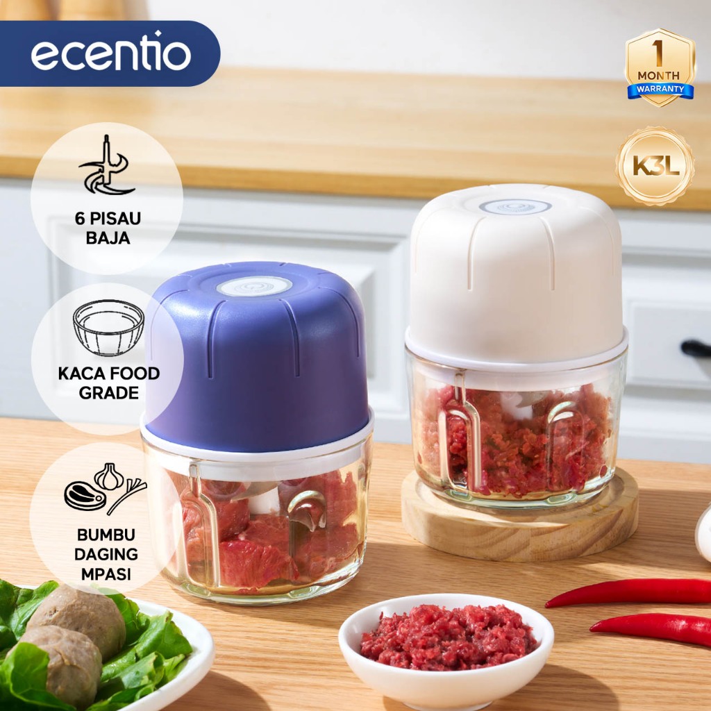 ecentio blender food processor 6 pisau 250ml blender portable peralatan dapur chopper mini blender m