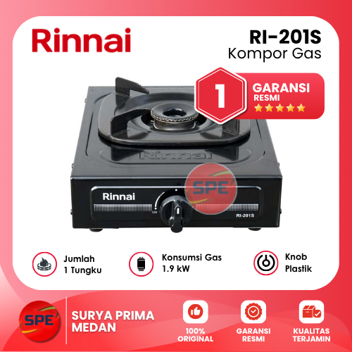 KOMPOR GAS 1 TUNGKU RINNAI RI-201S / RI201S GARANSI RESMI (MEDAN)