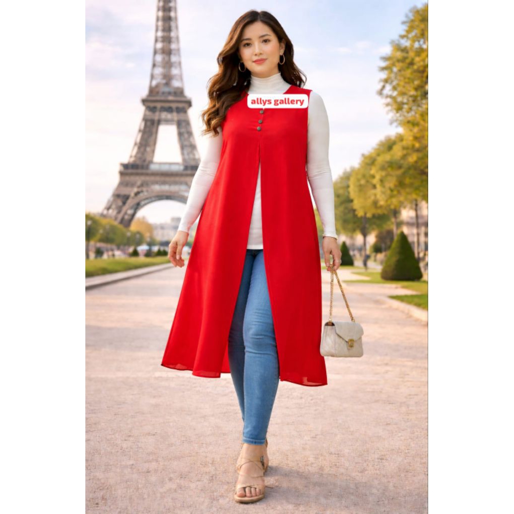 CRINKLE allys cardigan / luaran outer merah cabe