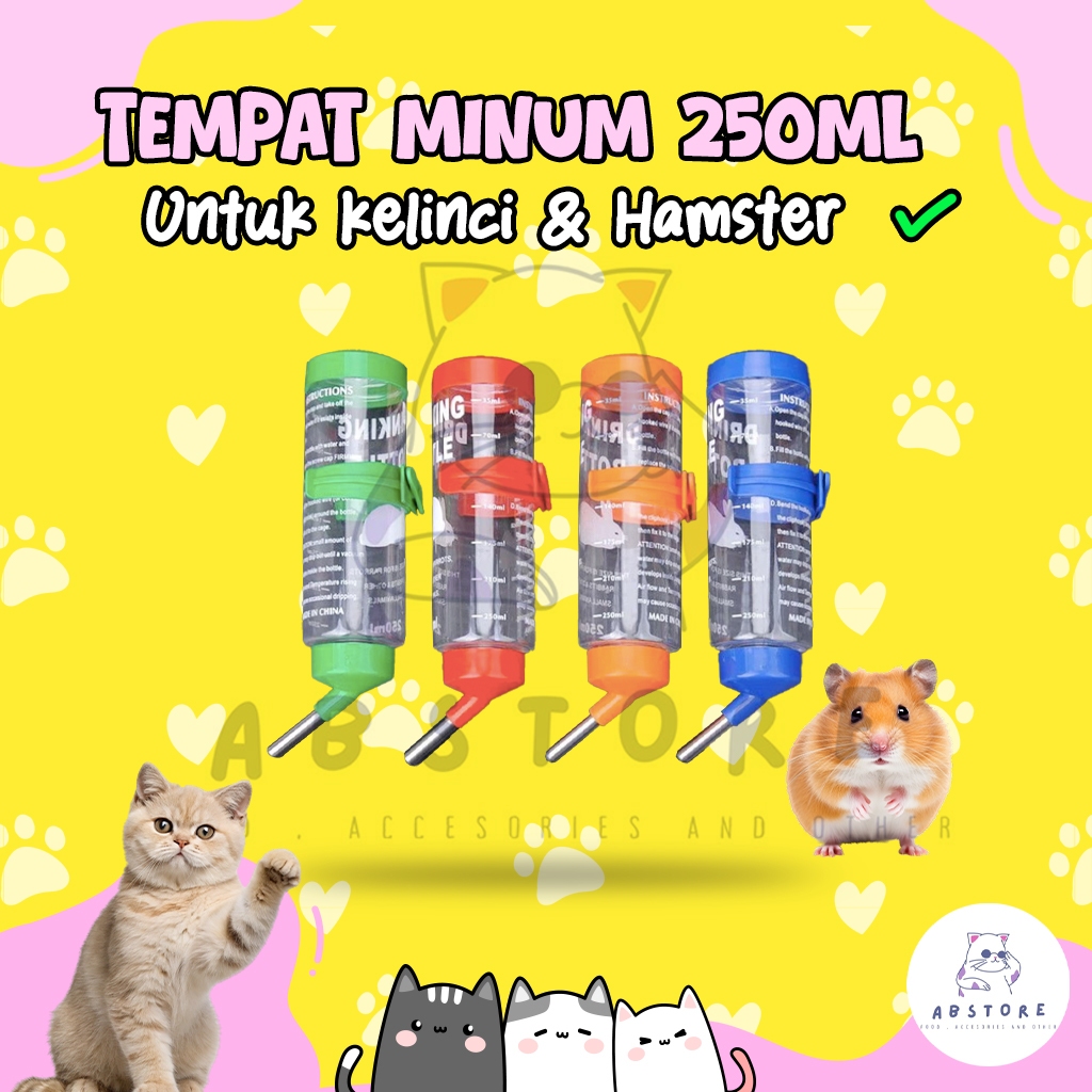 Botol Minum Kelinci Hamster 250ml Tempat Minum Kelinci 80ml Tempat Minum Kucing Botol Minum Kelinci 