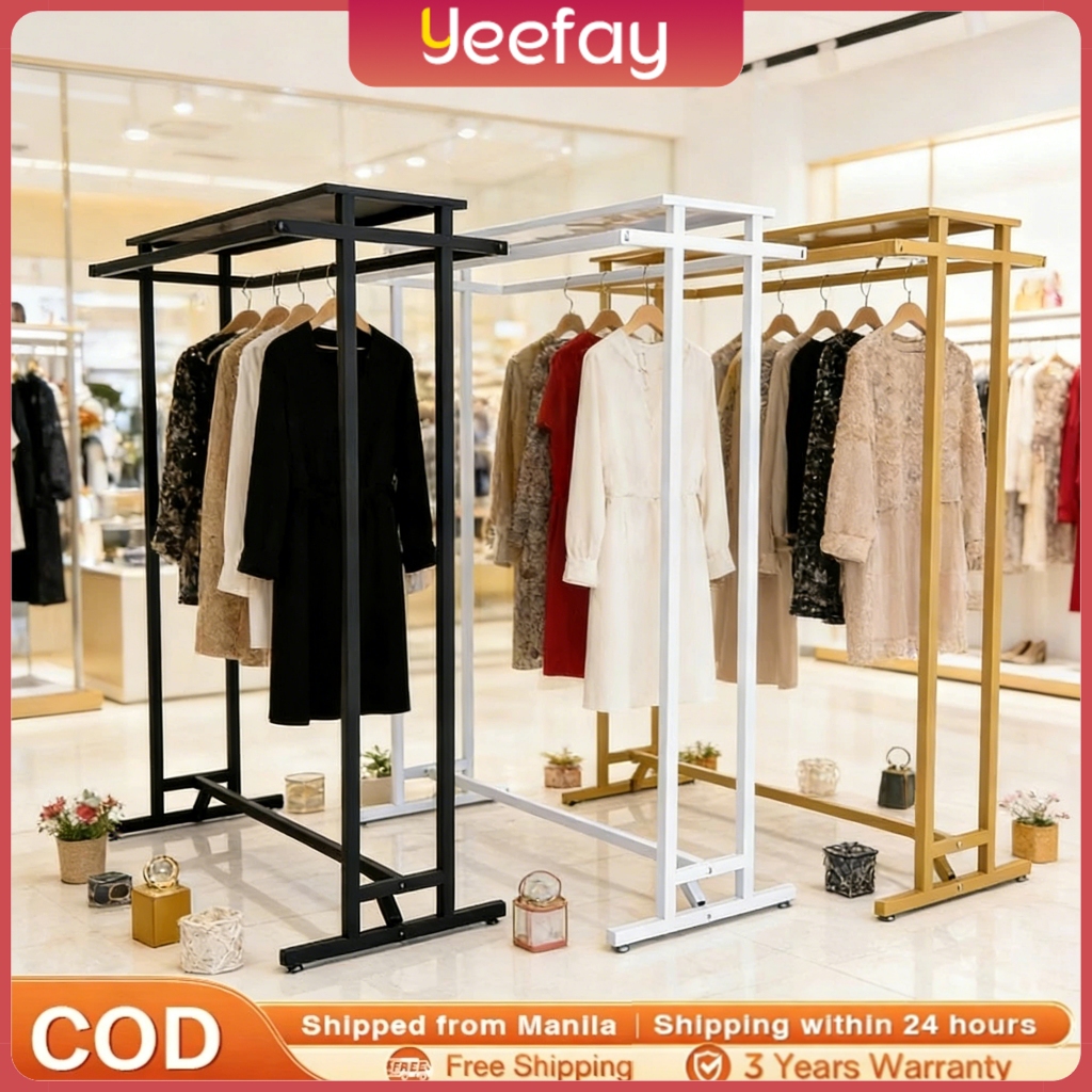 Rak Gantungan Kain Toko Pakaian dari Logam Rak Gantungan Pakaian Sederhana dengan Dua Batang Rak Gan