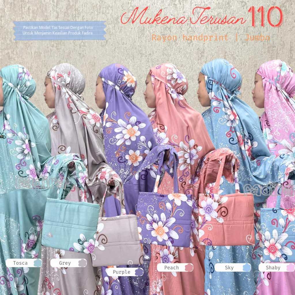 Mukena terusan handprint 110 / Mukena terusan rayon / Mukena terusan motif / Mukena terusan jumbo / 