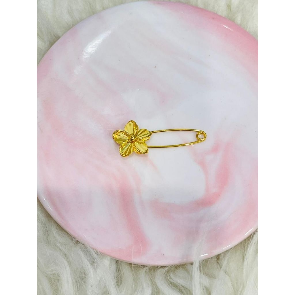 bross pin peniti bunga kristal terbaru cantik emas asli kadar 700