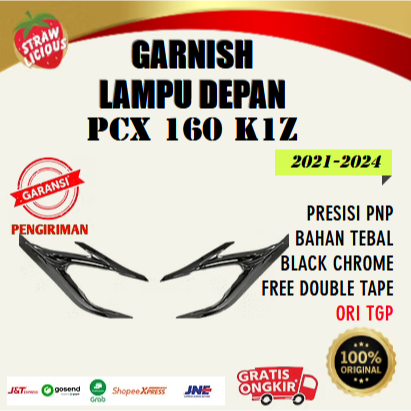 Variasi Aksesoris Garnish Lampu Depan PCX 160 K1Z 2021-2024 TGP Black Chrome