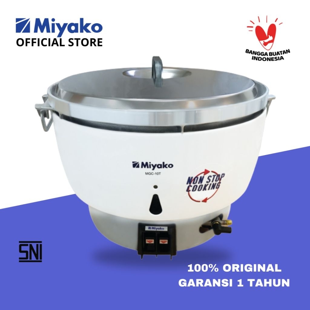 GAS RICE COOKER MIYAKO PAKAI GAS LPG ELPIJI MGC 10T MGC10T KAPASITAS UKURAN BERAS 10 LITER NASI 20 L