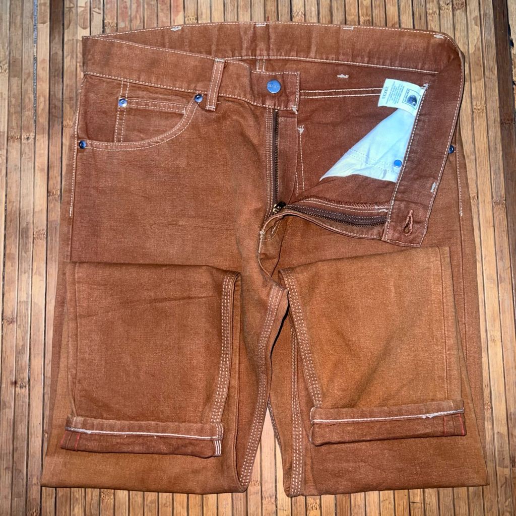 CARHARTT SELVEDGE DETROIT CANVAS WORKWEAR STRAIGHT FIT BROWN Y2K RAW DENIM JEANS