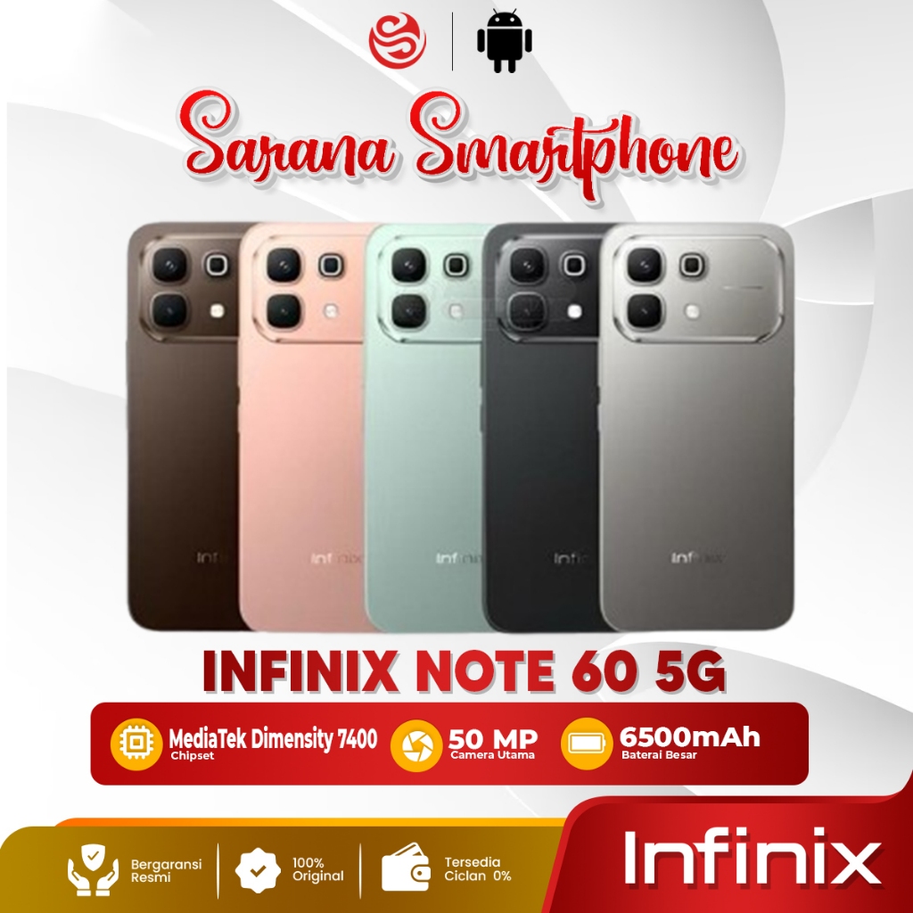Infinix Note 60 5G 8/256GB HP Android AMOLED 144Hz 6500mAh NFC Original Garansi Resmi