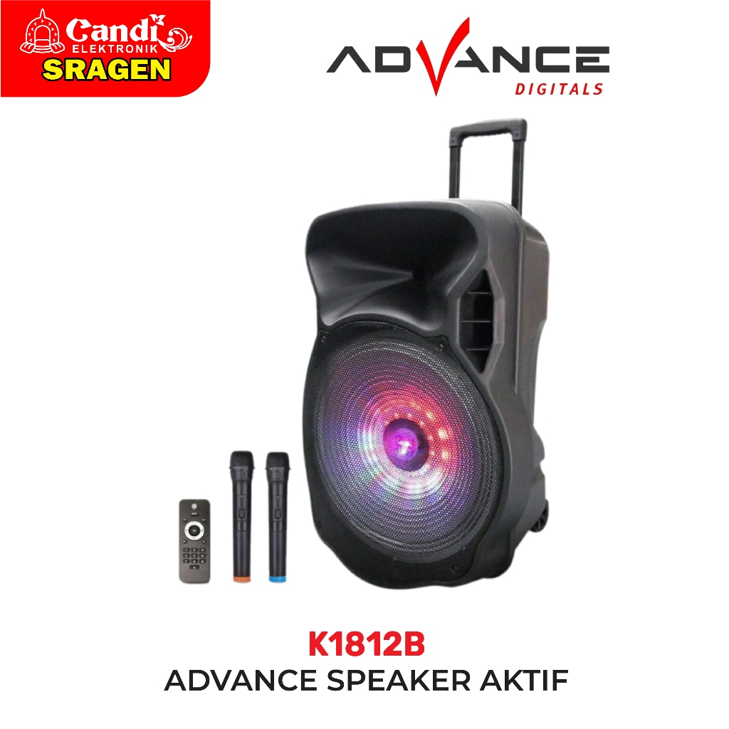 ADVANCE Speaker Bluetooth portable 18 inch free 2PCS mic wireless - K1812B