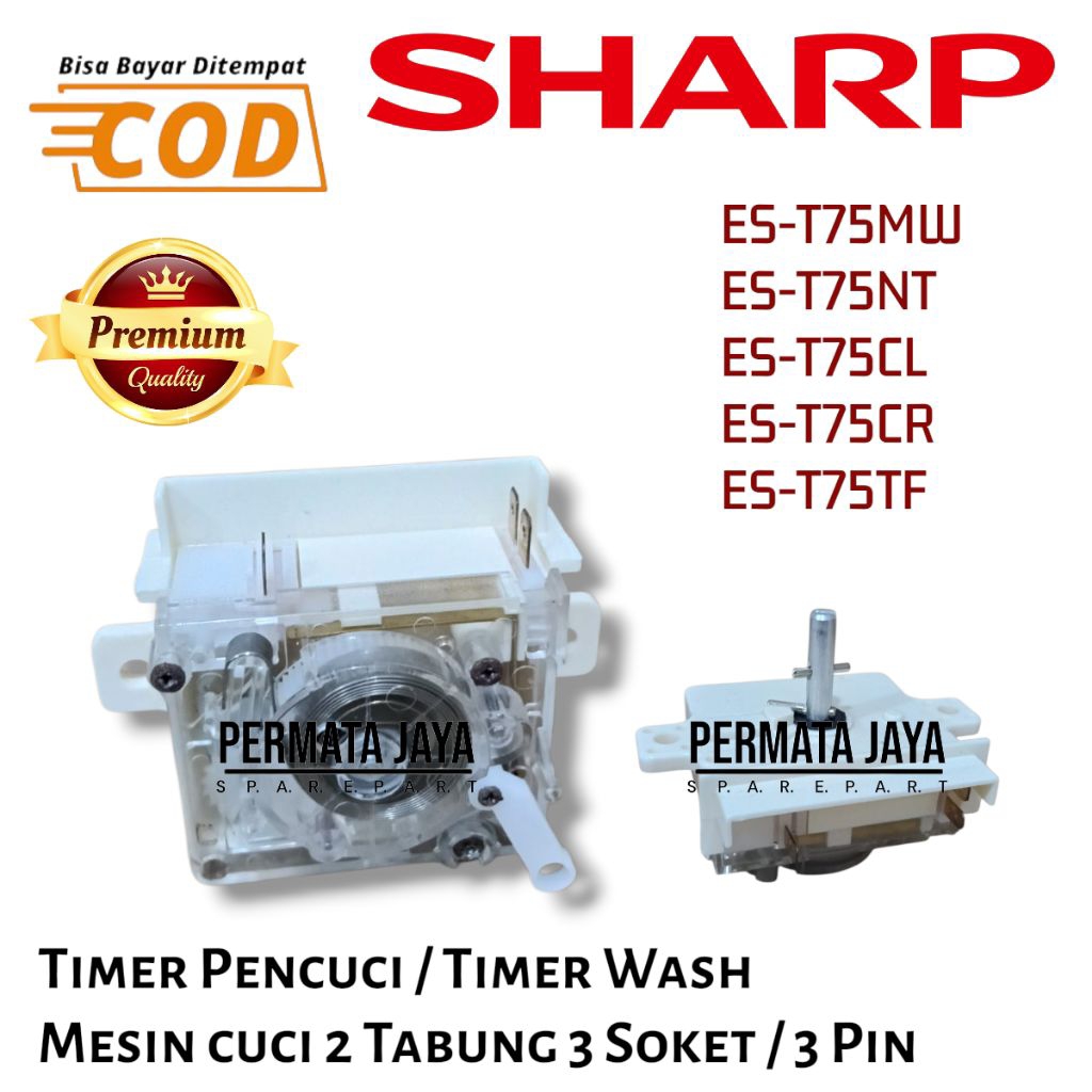TIMER WASH 3 SOKET MESIN CUCI SHARP 2 TABUNG ES-T75MW ES-T75NT ES-T75cl ES-T75CR ES-T75tf Timer Penc