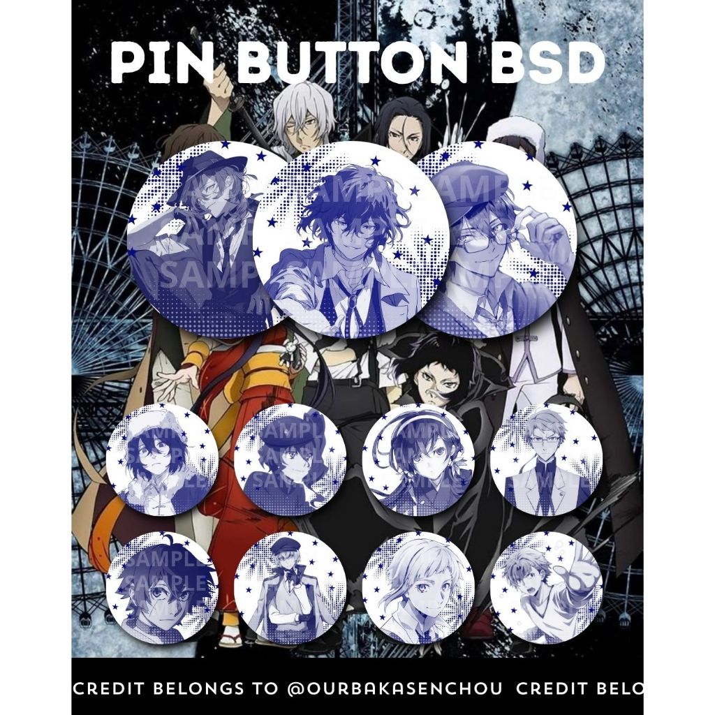 PIN BUTTON ANIME BSD / PIN BADGE BUNGOU STRAY DOGS / PIN PENITI GOGOL ATSUSHI DAZAI OSAMU FYODOR RAN