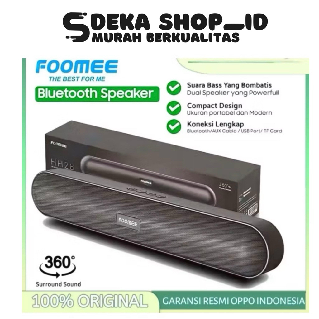Bluetooth Speaker Foomee HH 28 Black Terlaris