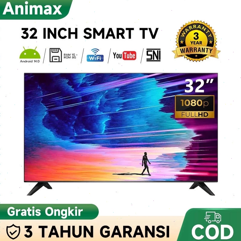 PROMO Animax Sakura Smart TV LED 32 INCH TV Digital 32 Inch Televisi LED Murah FHD Youtube Wifi WEB 