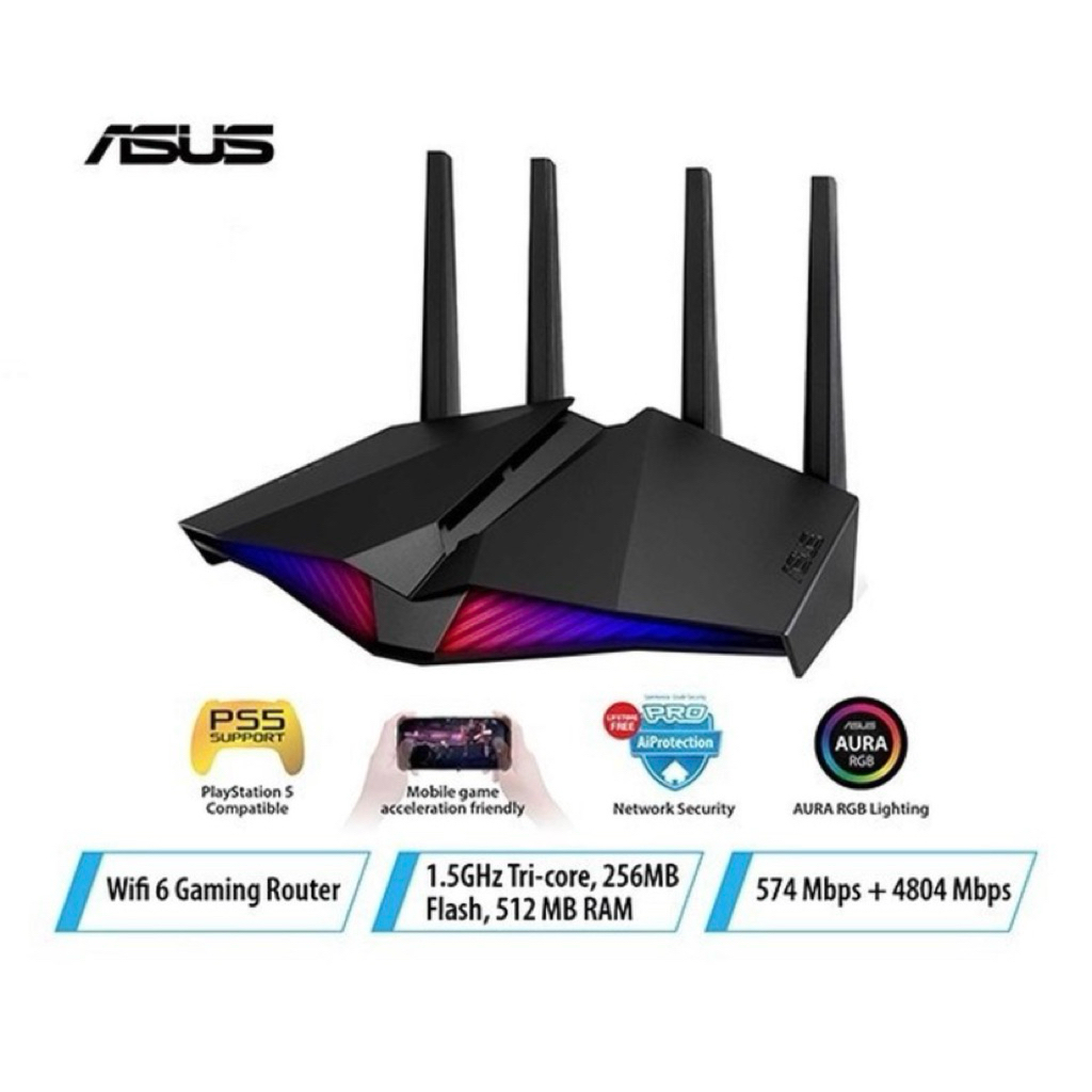 Asus Rt-Ax82U Ax82 Wifi 6 Dual Band Wi-Fi Ax5400 Gaming Router #Original