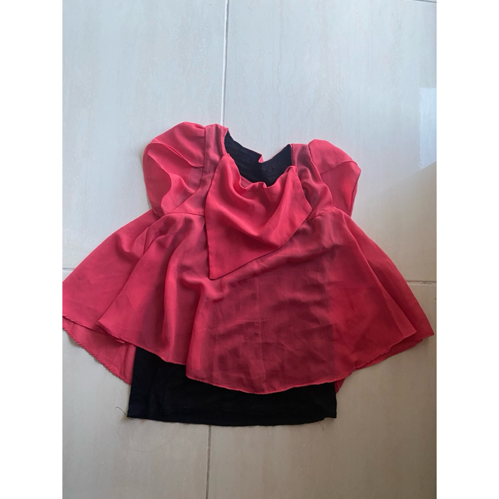 preloved atasan wanita size xs blouse pink hitam polos