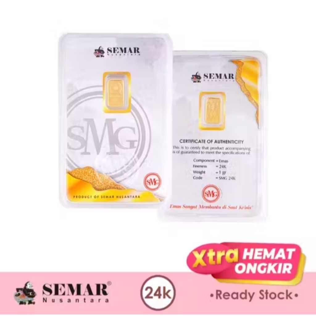 Logam Mulia SMG Gold Press 1gram Emas Batangan Semar Nusantara