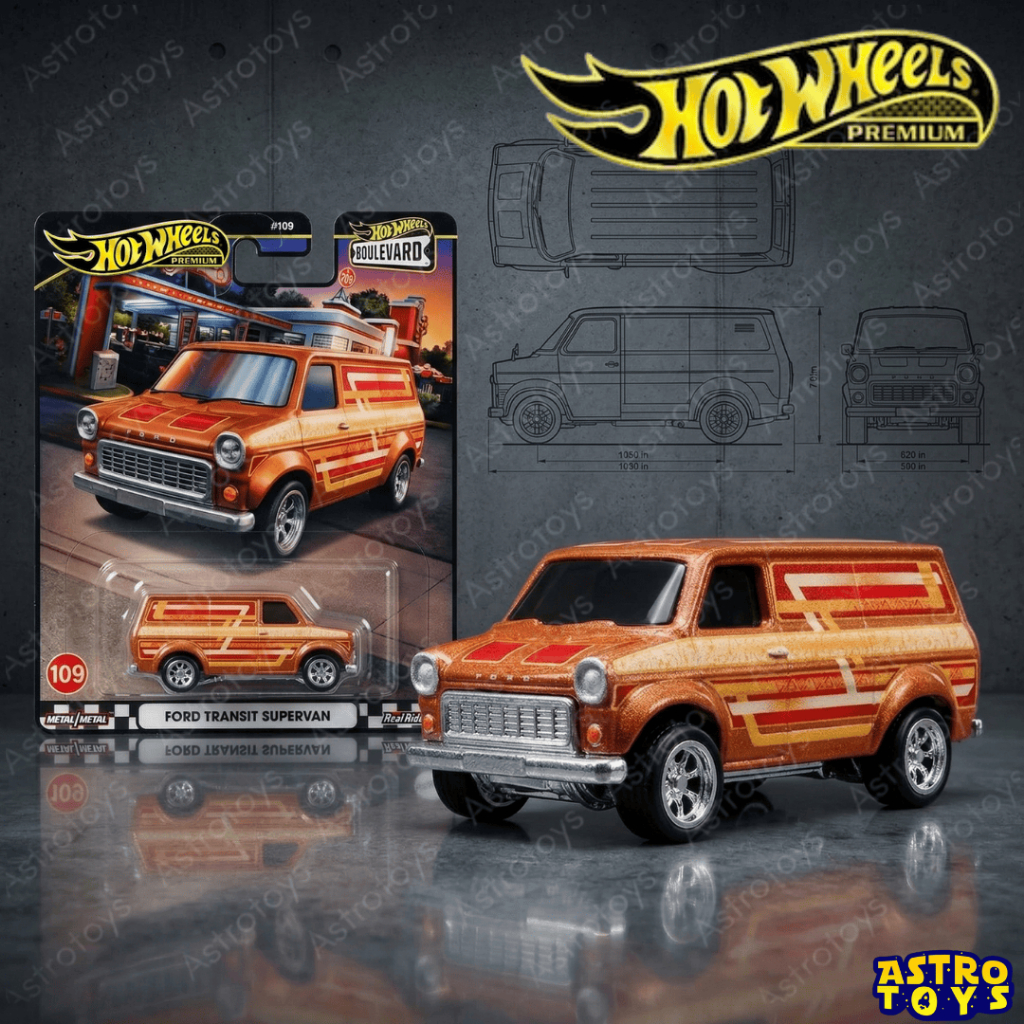 Hot Wheels Premium Ford Transit Supervan Boulevard Series Original Mobil Van Hotwheels