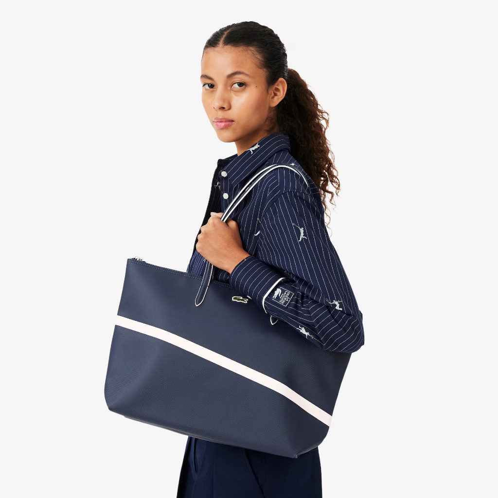 LACOSTE bag tote bag laptop 15 inch motif tennis kasual daily traveling wanita shopping bag resletin