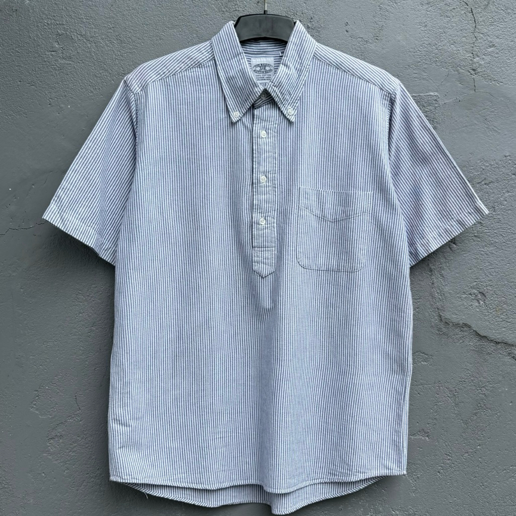 kemeja katun stripe hickory shirt lengan pendek mirip ben davis bukan uniqlo ouk1