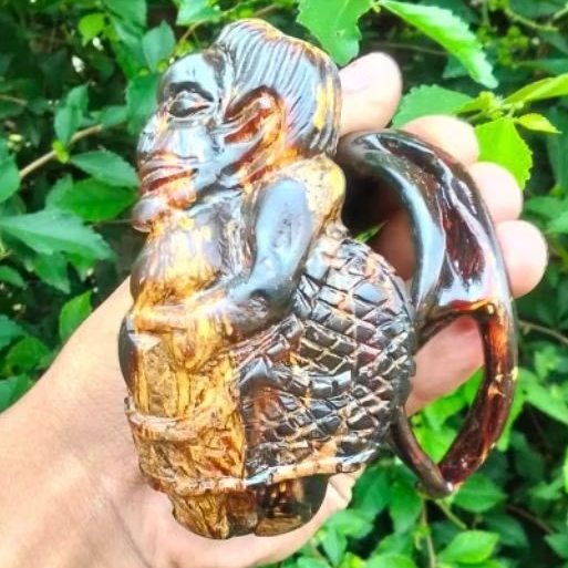 gelang akar bahar merah ukir semar jumbo