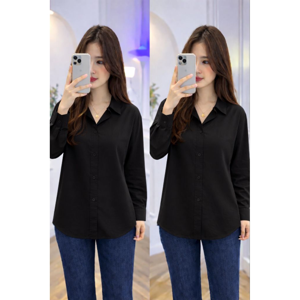 kemeja rayon twill premium uniqlo terbaru atasan wanita kemeja wanita polos