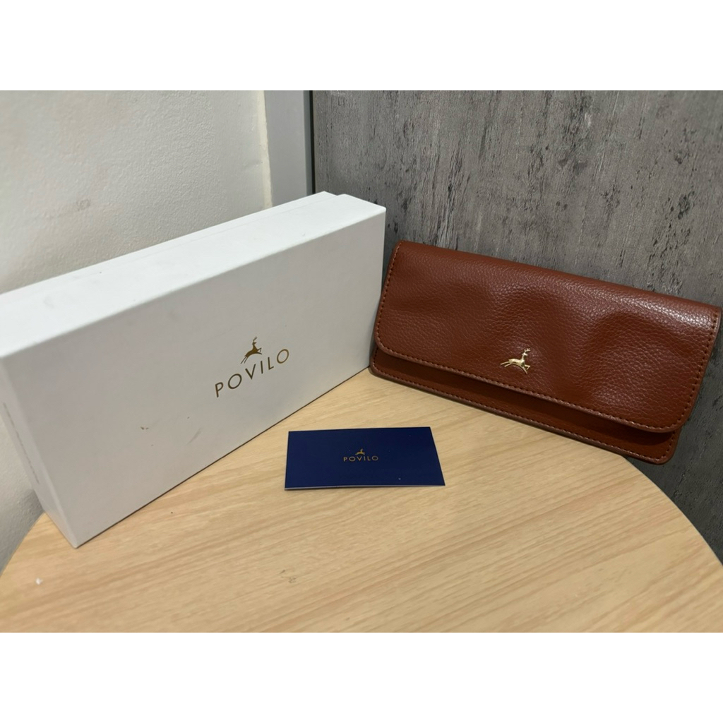 POVILO BROWN TEDU WALLET WITH BOX NO DUST BAG NOT TIA THIS IS APRIL