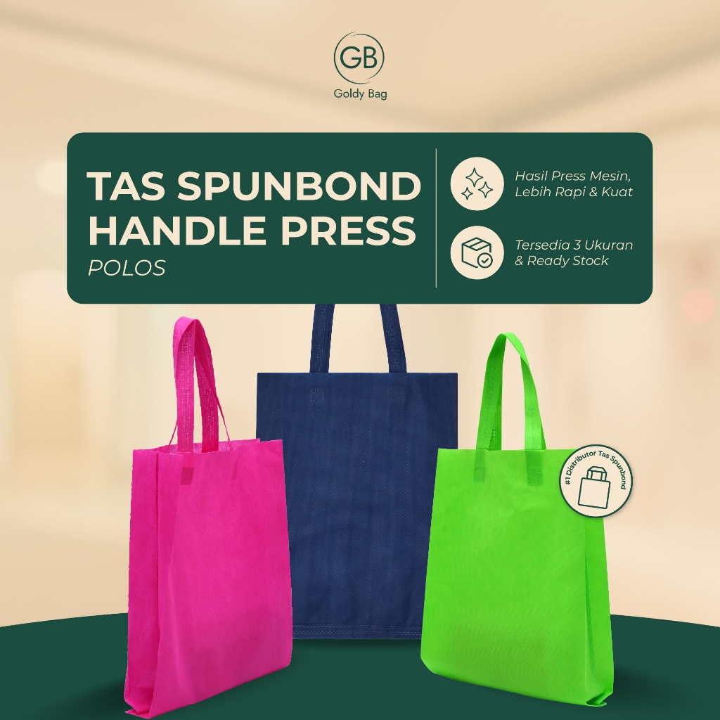 Tas Spunbond Handle Press Ukuran 25x35 30x40 38x45 Cm - Goodie Bag Kain Tas Hajatan Souvenir Syukura