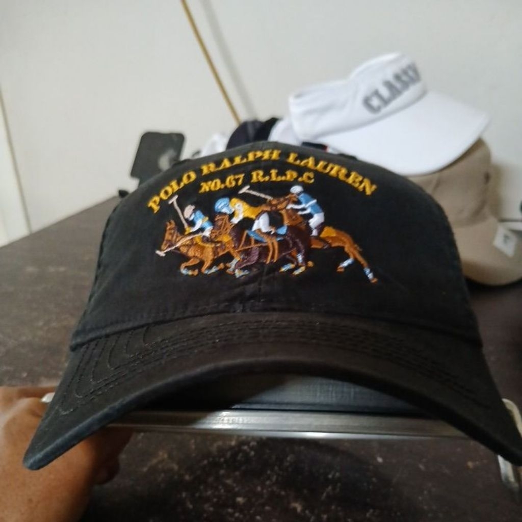 Topi baseball bahan katun tebal lembut warna hitam pekat logo bordir high quality POLO RALPH LAUREN 