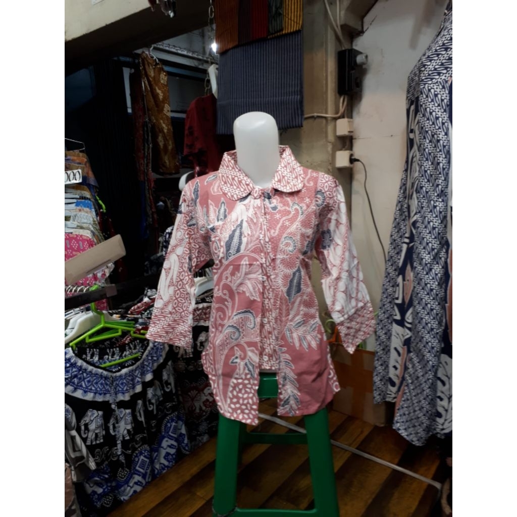 Blus Batik Wanita Modern, Blus Kerja wanita model bolero warna pink