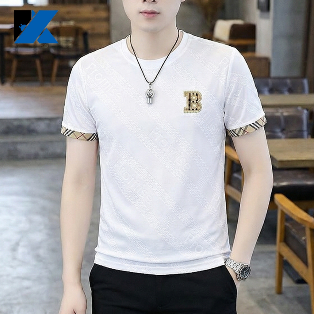Kilas kaos pria /Kemeja lengan pendek pria/Kemeja lengan pendek polos pria/hitam/Putih