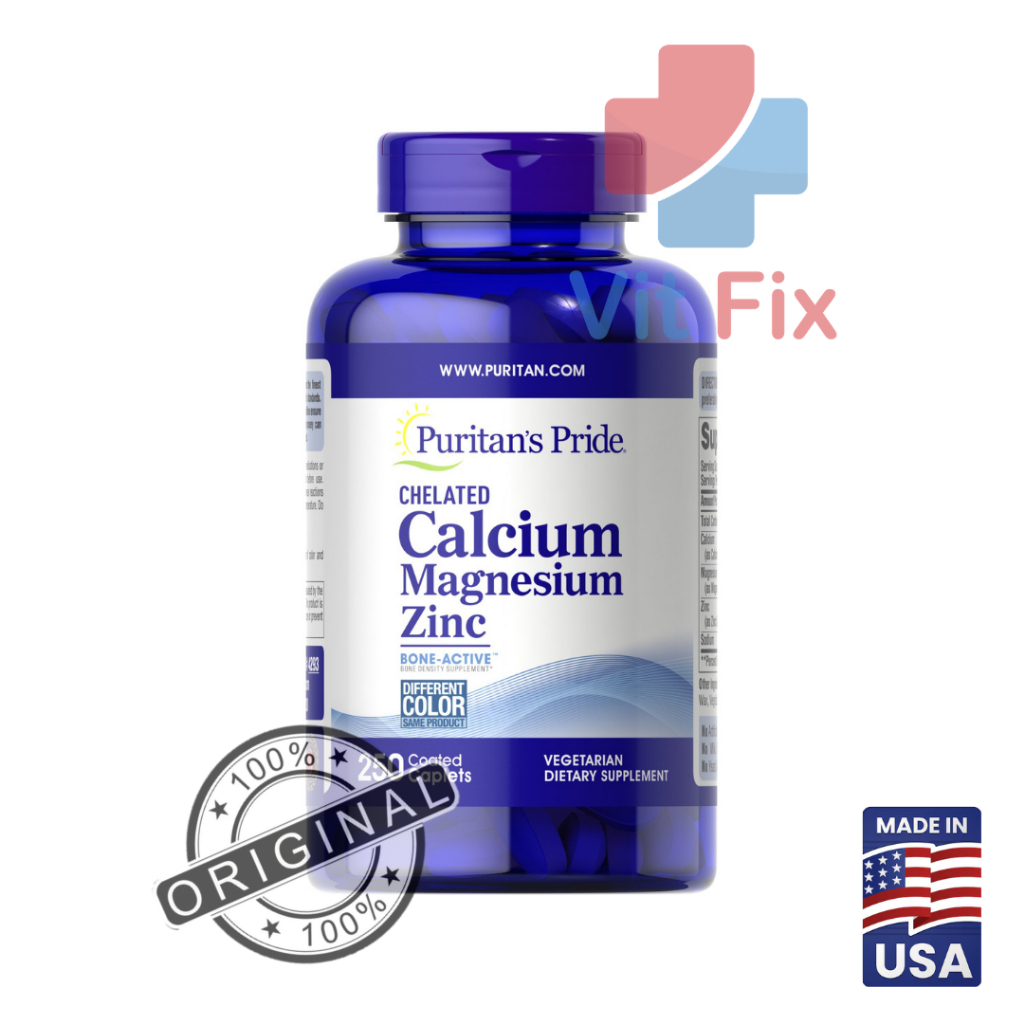 Puritan Pride Calcium Magnesium Zinc 250 Caplets Suplemen Tulang Otot