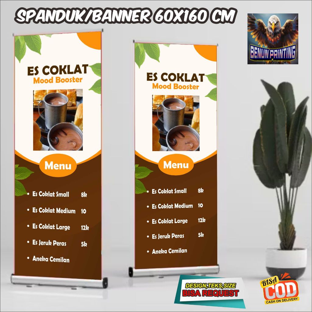 Banner Spanduk Es Coklat Custom 60x160 cm