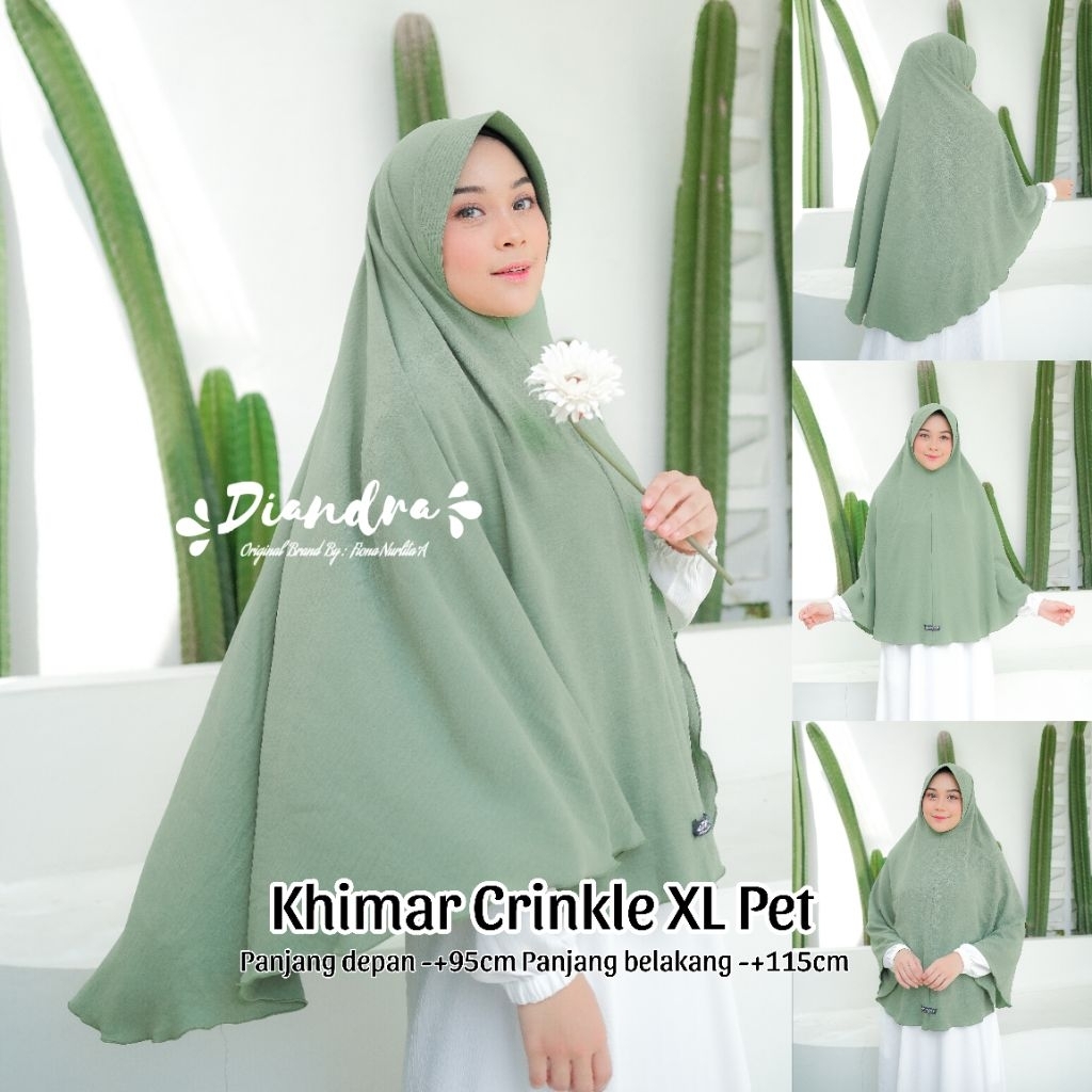 [Diandra Hijab]Jilbab Crinkle Air Flow Syar'i XL Kerudung Crinkle Air Flow Khimar Crinkle Syar'i Pet