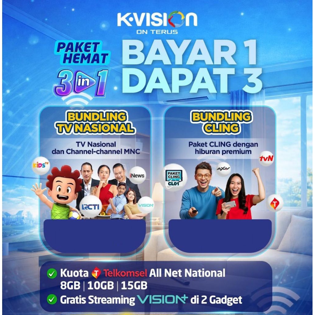 Voucher Paket Telkomsel Bundling K-Vision 30 Hari K Vision