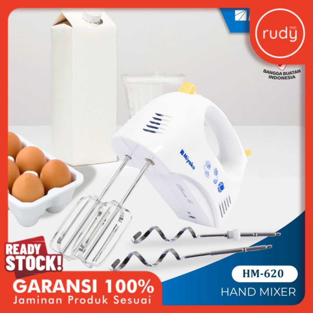 Mixer Miyako / HM - 620 / Hand Mixer /5 Kecepatan + Turbo - Pengocok Telur & Adonan Kue / Hemat List