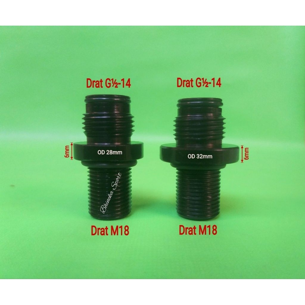 Adaptor tabung drat G½-14 ke drat M18 bisa untuk adaptor regulator Altaros paintball