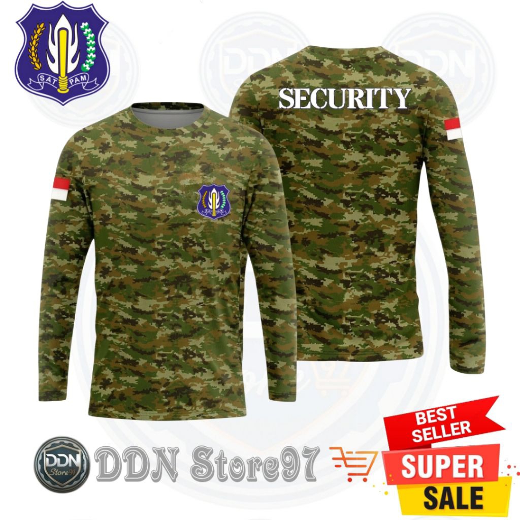 kaos security terbaru loreng sage green/lengan panjang