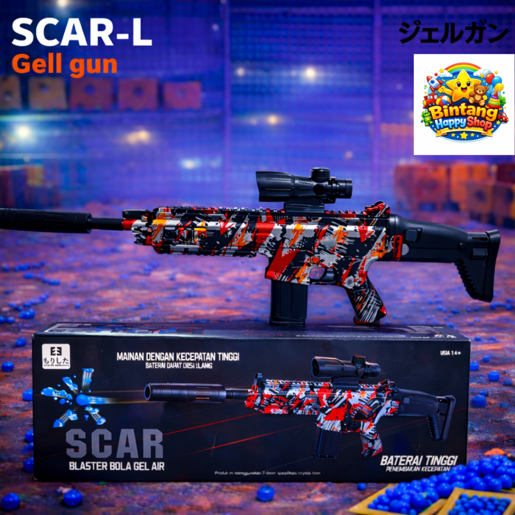 Mainan Anak Gell gun Model SCAR-L Auto electric
