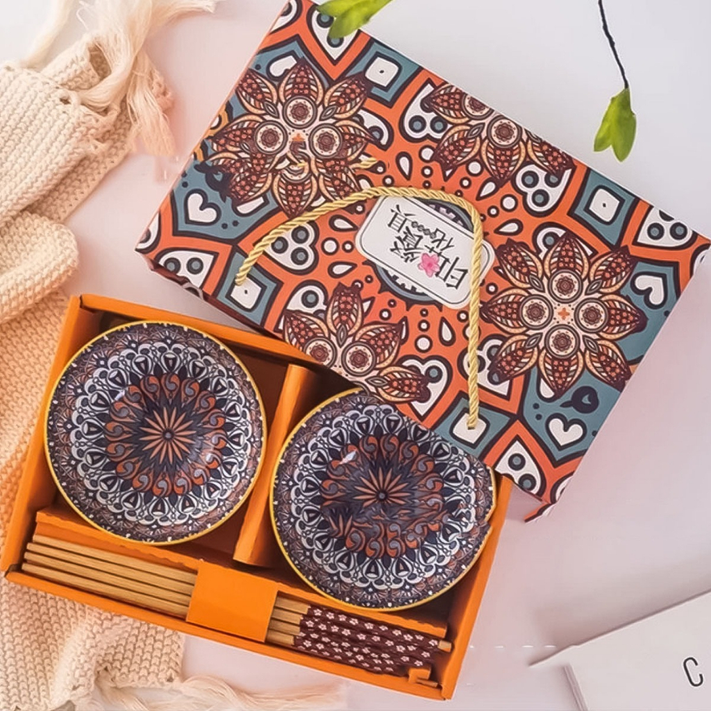 AL Set Mangkok Keramik Jepang - Bohemian Collection 2 Pcs