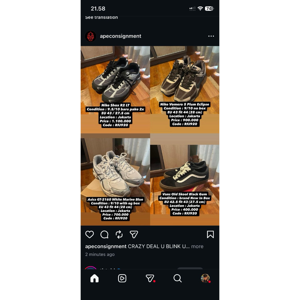 sepatu asics Gt2160 bekas