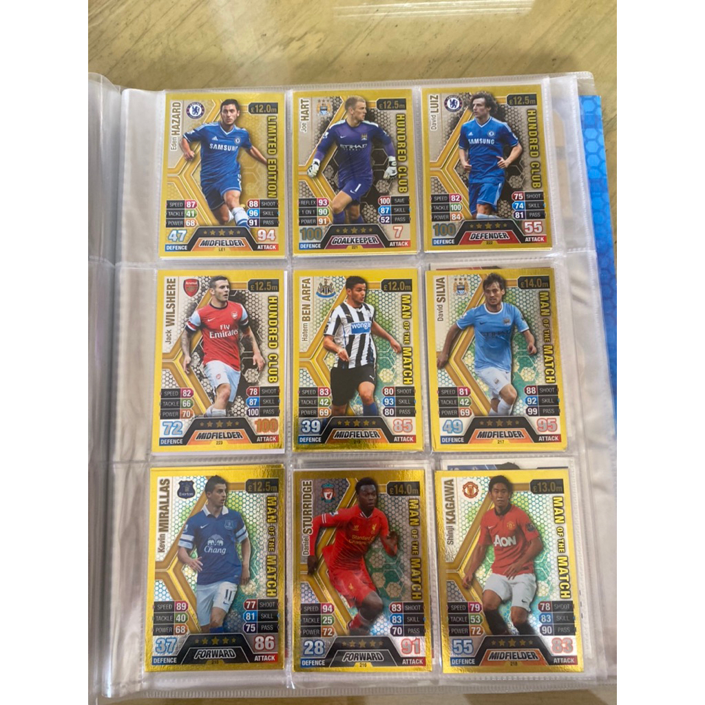 Gold Limited Edition, Gold Hundred Club, Gold Man of the Match Topps Match Attax 2013-2014 Eng, Foot