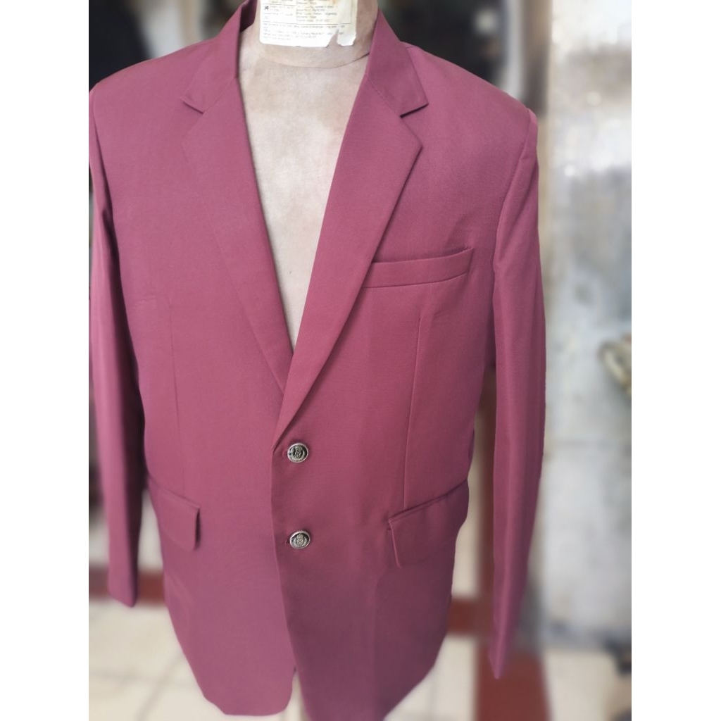 Jas pria stelan merah maroon