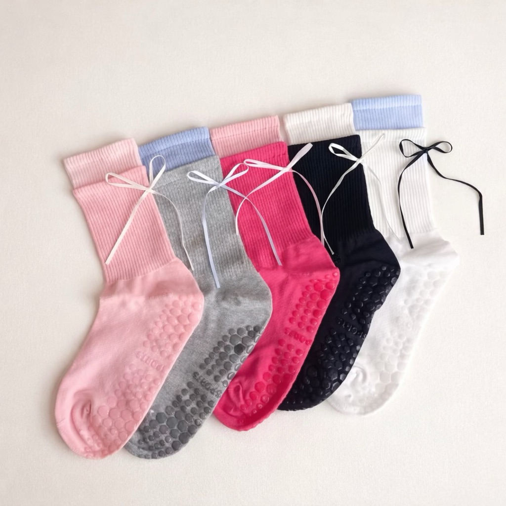 [NEW] Rosalina ~ Strong Grip Pilates Ribbon Socks Yoga Kaos Kaki Olahraga Anti Slip Pita