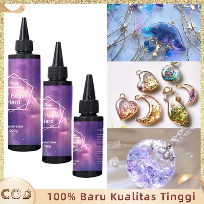 Lem Resin Bening UV Resin Clear 50/100/200g Resin UV Bening Bening Hard Cepat Keras UV Resin Hard