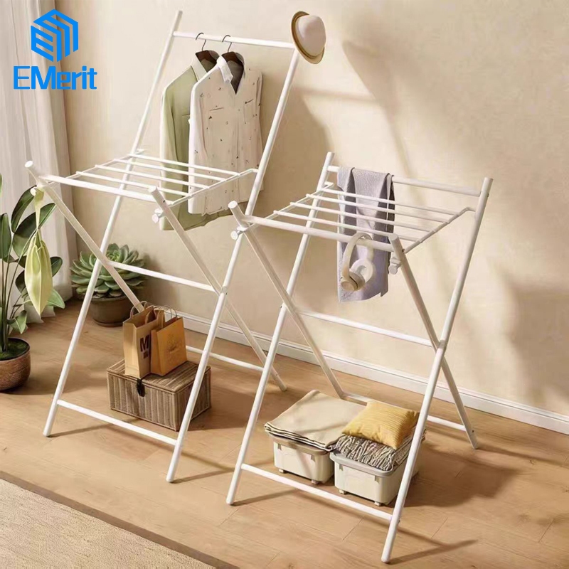 Jemuran Baju Besi Lipat Rack Jemuran Handuk Lipat Rak Baju Mobile  Rak Gantungan Baju Lipat 160CM