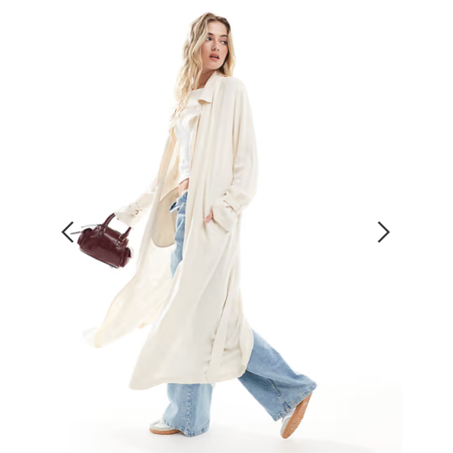 Stradivarius linen look trench coat in natural